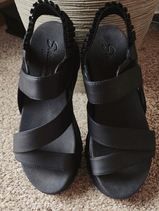 Skechers Shoes - Skechers Luxe Foam Black Sandals Velcro Straps See Chart For Size.